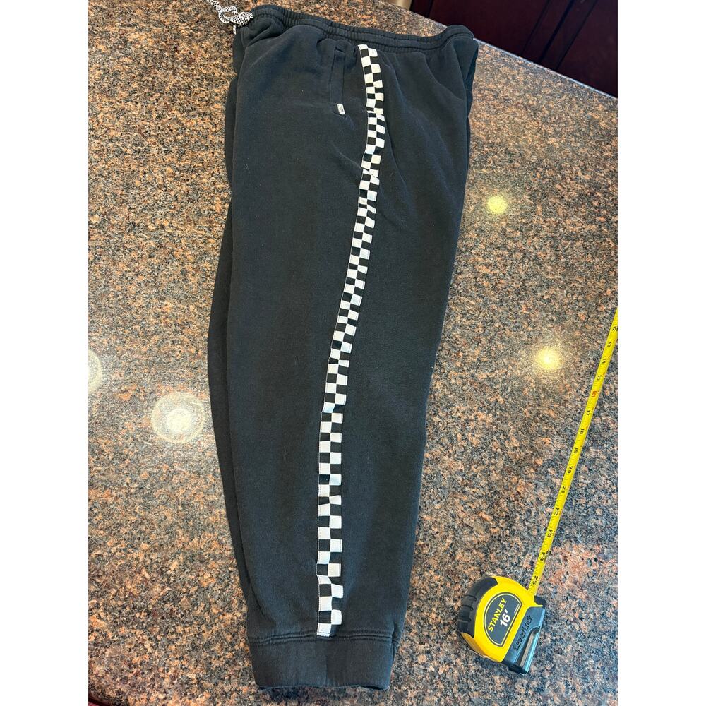 Vans Black Joggers with Checkered Stripe Down Leg Size S